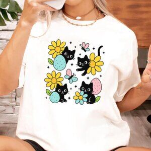Easter Cat T-Shirt, Graphic Easter Day Cat Shirt Gift